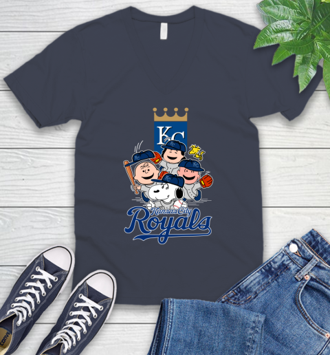 MLB Kansas City Royals Snoopy Charlie Brown Woodstock The Peanuts Movie Baseball T Shirt_000 V-Neck T-Shirt 8