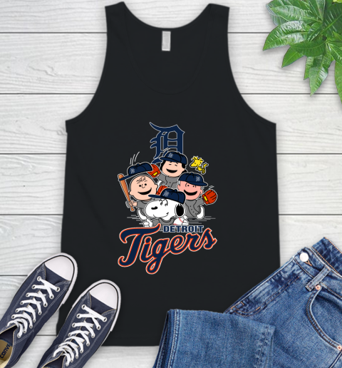 MLB Detroit Tigers Snoopy Charlie Brown Woodstock The Peanuts Movie Baseball T Shirt Tank Top