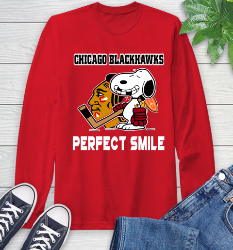 NHL Chicago Blackhawks Snoopy Perfect Smile The Peanuts Movie Hockey T Shirt Long Sleeve T-Shirt 11
