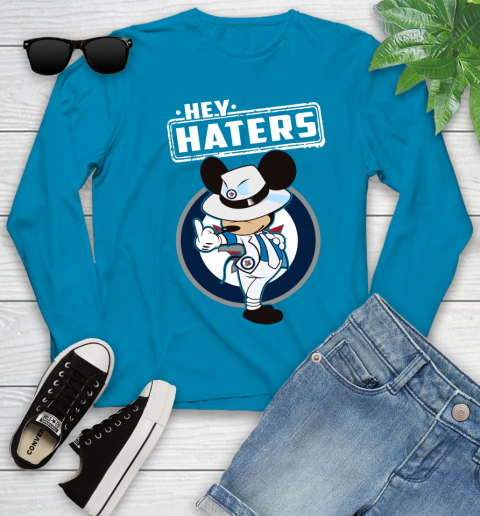 NHL Hey Haters Mickey Hockey Sports Winnipeg Jets Youth Long Sleeve 8