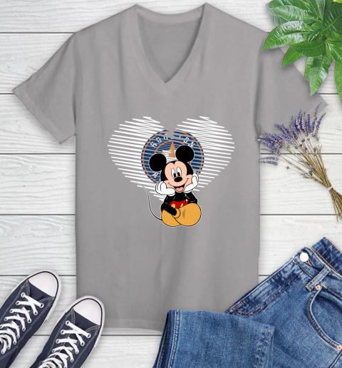 MLB Houston Astros The Heart Mickey Mouse Disney Baseball T Shirt_000 Women's V-Neck T-Shirt 4