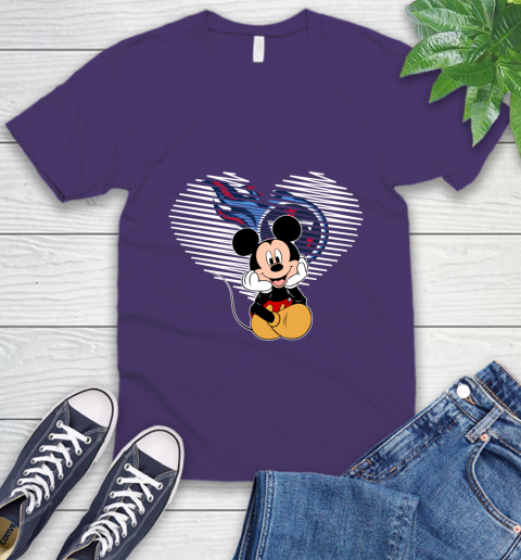 NFL Tennessee Titans The Heart Mickey Mouse Disney Football T Shirt_000 V-Neck T-Shirt 9