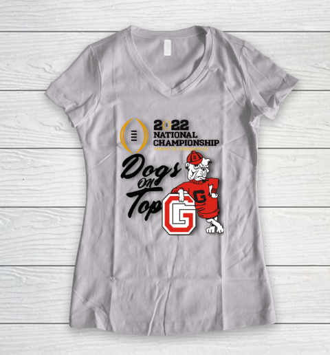UGA National Championship  Georgia  UGA  Dogs On Top Women's V-Neck T-Shirt 1