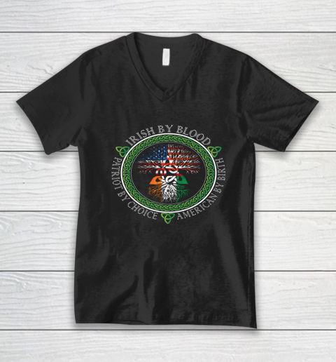 Irish By Blood American By Birth St Patricks Day Gift V-Neck T-Shirt