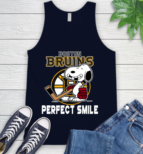 NHL Boston Bruins Snoopy Perfect Smile The Peanuts Movie Hockey T Shirt Tank Top 2