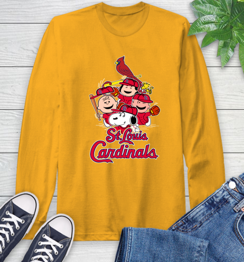 MLB St.Louis Cardinals Snoopy Charlie Brown Woodstock The Peanuts Movie  Baseball T Shirt_000 Long Sleeve T-Shirt