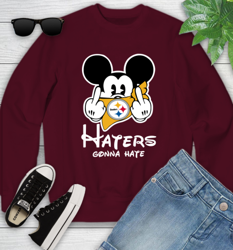 NFL Pittsburgh Steelers Haters Gonna Hate Mickey Mouse Disney Football T Shirt_000 Youth Sweatshirt 4