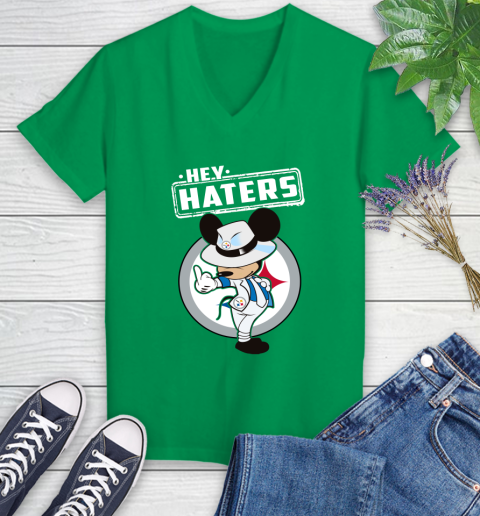 NFL Hey Haters Mickey Football Sports Pittsburgh Steelers Women's V-Neck T-Shirt 5