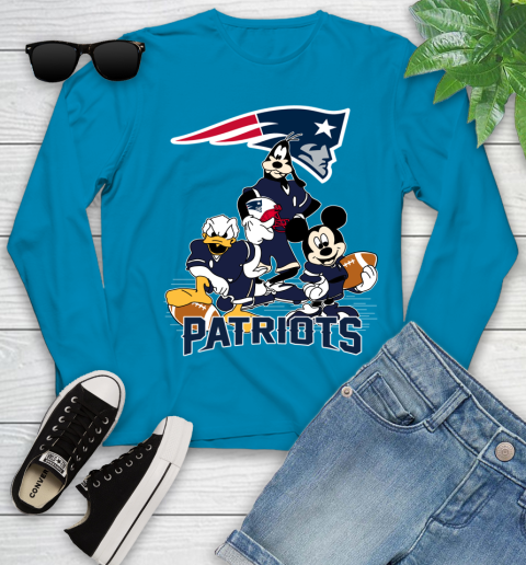 NFL New England Patriots Mickey Mouse Donald Duck Goofy Football Shirt Youth Long Sleeve 8