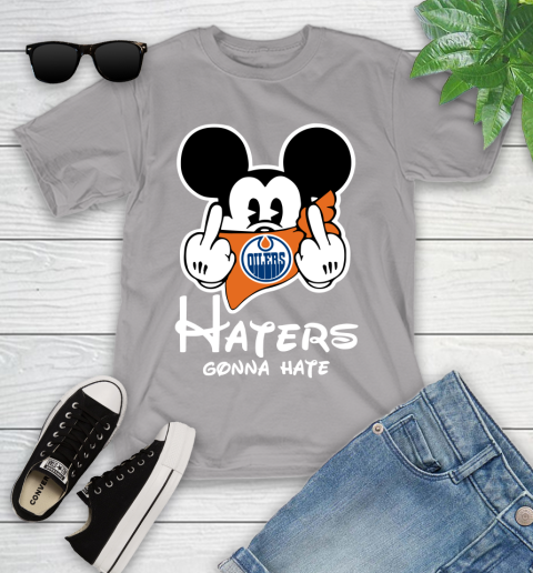 NHL Edmonton Oilers Haters Gonna Hate Mickey Mouse Disney Hockey T Shirt Youth T-Shirt 4