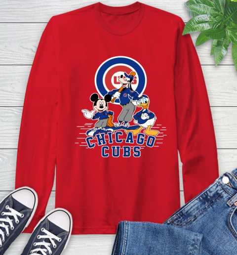MLB Chicago Cubs Mickey Mouse Donald Duck Goofy Baseball T Shirt Long Sleeve T-Shirt 11