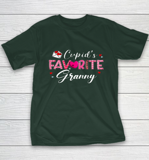 Cupid's Favorite Granny Leopard Plaid Funny Valentine Day Youth T-Shirt 11