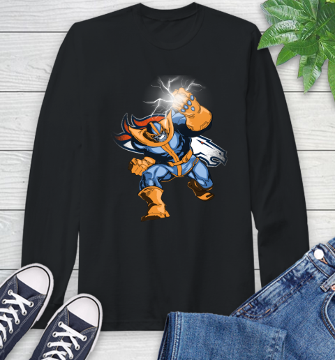 Denver Broncos NFL Football Thanos Avengers Infinity War Marvel Long Sleeve T-Shirt