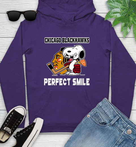 NHL Chicago Blackhawks Snoopy Perfect Smile The Peanuts Movie Hockey T Shirt Youth Hoodie 5