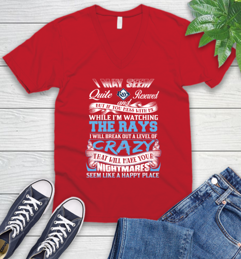 Tampa Bay Rays MLB Baseball Don't Mess With Me While I'm Watching My Team V-Neck T-Shirt 6