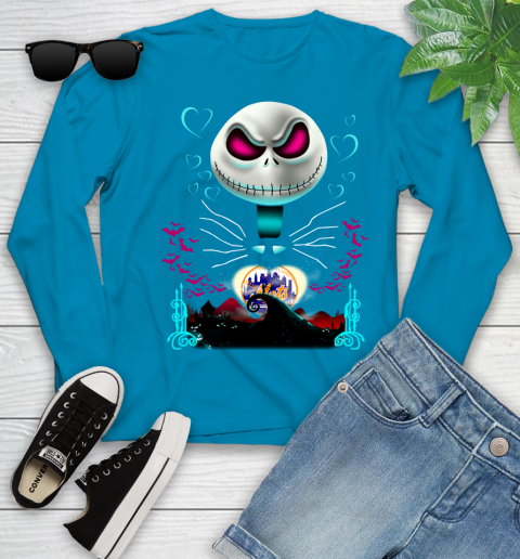 MLB New York Mets Jack Skellington Sally The Nightmare Before Christmas Baseball Youth Long Sleeve 8