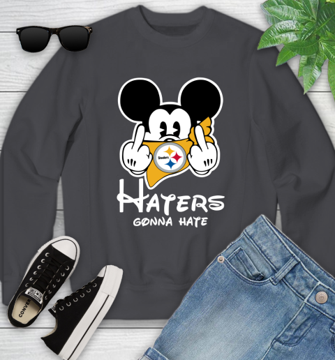 NFL Pittsburgh Steelers Haters Gonna Hate Mickey Mouse Disney Football T Shirt_000 Youth Sweatshirt 5