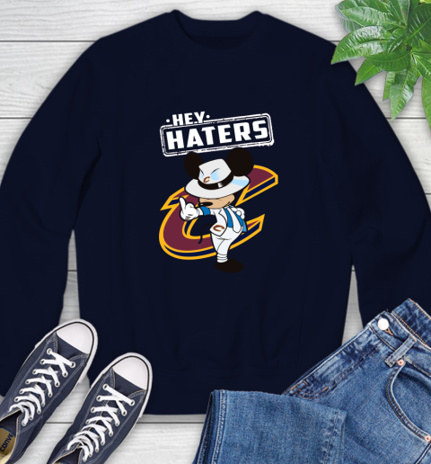 NBA Hey Haters Mickey Basketball Sports Cleveland Cavaliers Sweatshirt 2