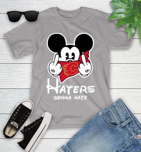NHL Calgary Flames Haters Gonna Hate Mickey Mouse Disney Hockey T Shirt Youth T-Shirt 4