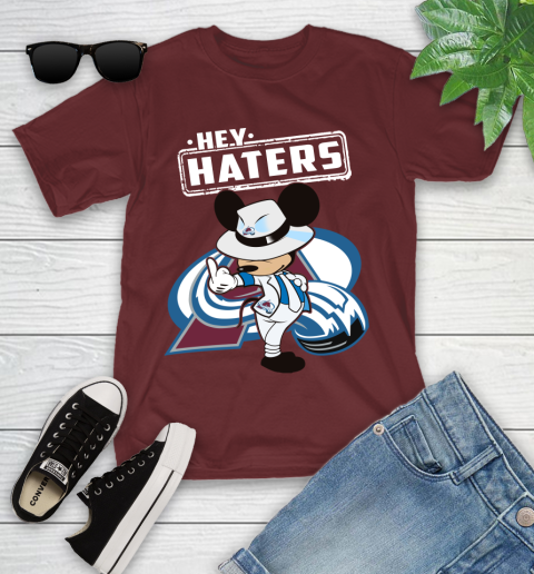 NHL Hey Haters Mickey Hockey Sports Colorado Avalanche Youth T-Shirt 14