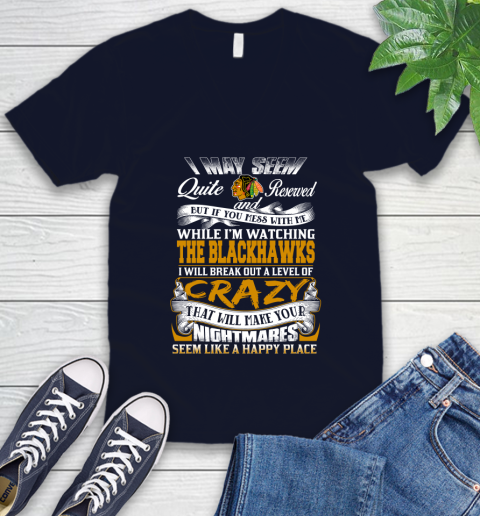 Chicago Blackhawks NHL Hockey Don't Mess With Me While I'm Watching My Team V-Neck T-Shirt 2