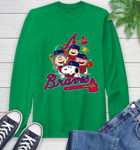MLB Atlanta Braves Snoopy Charlie Brown Woodstock The Peanuts Movie Baseball T Shirt Long Sleeve T-Shirt 8
