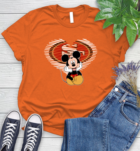 NFL San Francisco 49ers The Heart Mickey Mouse Disney Football T Shirt_000 Women's T-Shirt 3
