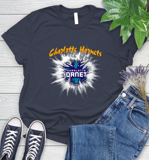 Charlotte Hornets NBA Basketball Rip Sports Women's T-Shirt 14