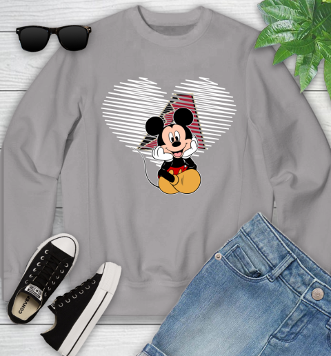 MLB Arizona Diamondbacks The Heart Mickey Mouse Disney Baseball T Shirt_000 Youth Sweatshirt 3