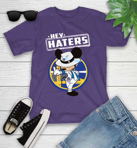 NBA Hey Haters Mickey Basketball Sports Golden State Warriors Youth T-Shirt 3
