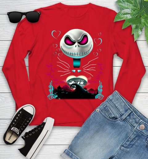 NFL New York Jets Jack Skellington Sally The Nightmare Before Christmas Football Youth Long Sleeve 11