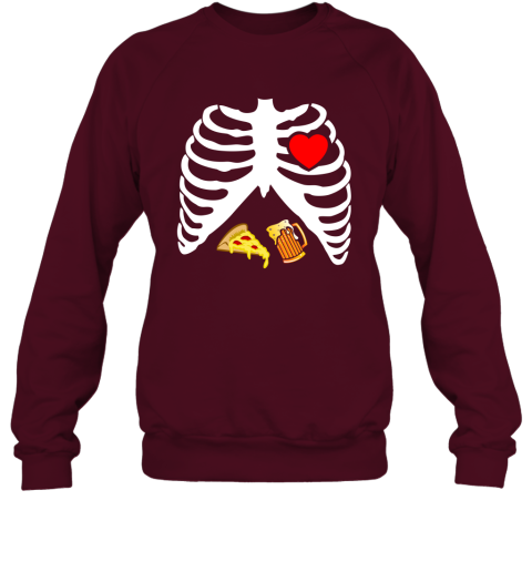 Halloween Skeleton Maternity Pizza Sweatshirt