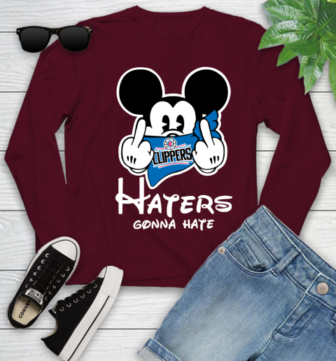 NBA LA Clippers Haters Gonna Hate Mickey Mouse Disney Basketball T Shirt Youth Long Sleeve 6