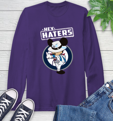 NHL Hey Haters Mickey Hockey Sports Winnipeg Jets Long Sleeve T-Shirt 5