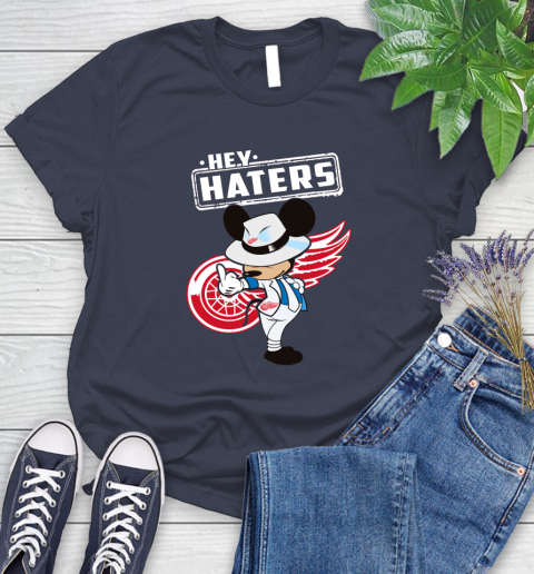 NHL Hey Haters Mickey Hockey Sports Detroit Red Wings Women's T-Shirt 14