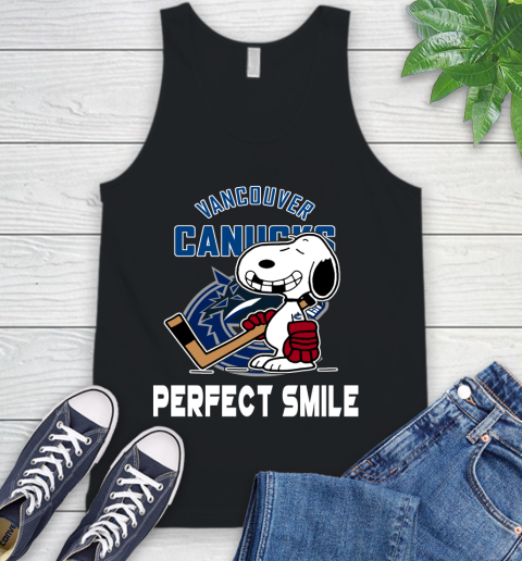 NHL Vancouver Canucks Snoopy Perfect Smile The Peanuts Movie Hockey T Shirt Tank Top