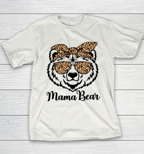 Leopard Mama Bear With Sunglasses Bandana Momma Mothers Youth T-Shirt