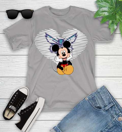 NBA Charlotte Hornets The Heart Mickey Mouse Disney Basketball Youth T-Shirt 4