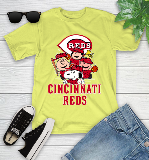 MLB Cincinnati Reds Snoopy Charlie Brown Woodstock The Peanuts Movie Baseball T Shirt_000 Youth T-Shirt 10
