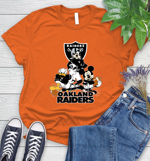 NFL Oakland Raiders Mickey Mouse Donald Duck Goofy Football Shirt Women's T-Shirt 3