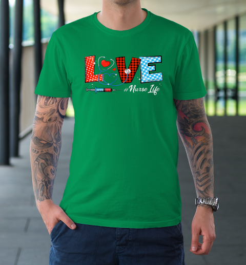 Love Nurselife Valentine Nurse Leopard Print Plaid Heart T-Shirt 13