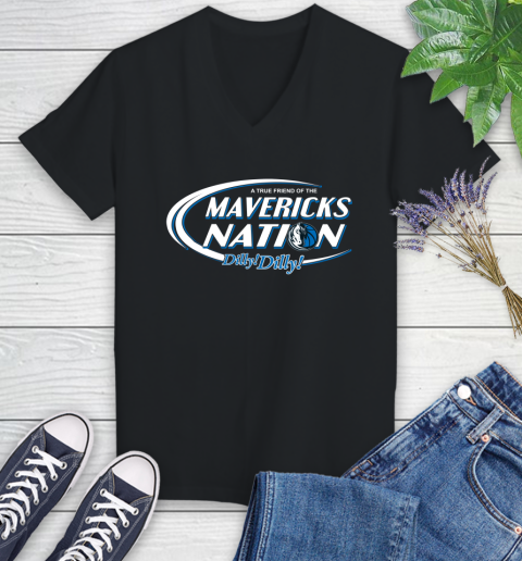 NBA A True Friend Of The Dallas Mavericks Dilly Dilly Basketball Sports Women's V-Neck T-Shirt