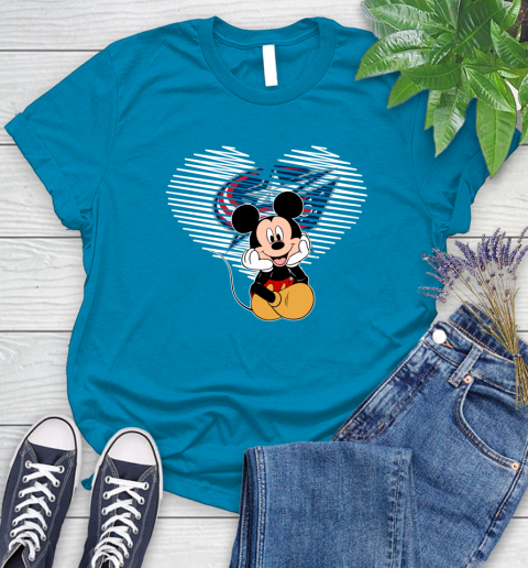 NHL Columbus Blue Jackets Carolina Hurricanes The Heart Mickey Mouse Disney Hockey Women's T-Shirt 10