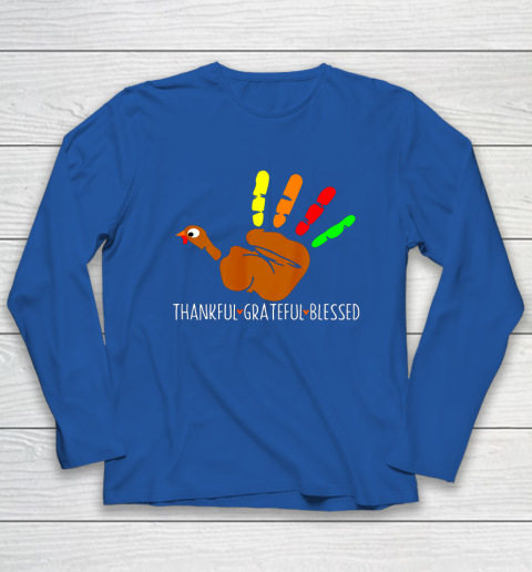 Thanksgiving Shirt Turkey Hand Print Funny Thanksgiving Day Long Sleeve T-Shirt 6