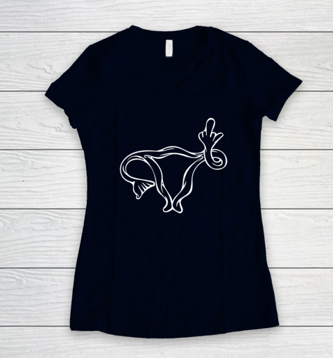 Middle Finger Uterus Women's V-Neck T-Shirt 2