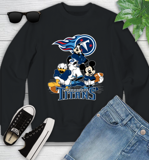 NFL Tennessee Titans Mickey Mouse Donald Duck Goofy Football Shirt Youth Sweatshirt