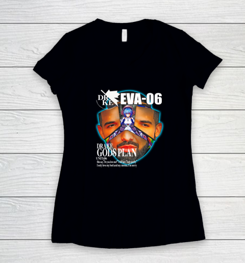 Drake Evangelion Shirt Drake Eva 06 Drake Gods Plan Women's V-Neck T-Shirt