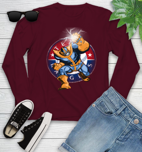 Texas Rangers MLB Baseball Thanos Avengers Infinity War Marvel Youth Long Sleeve 6