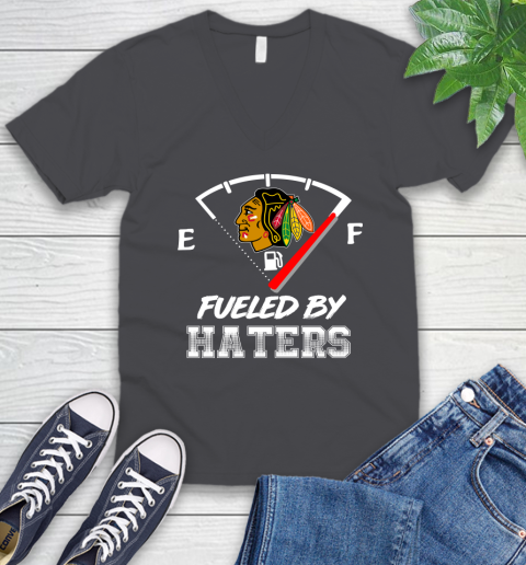 Chicago Blackhawks NHL Hockey Fueled By Haters Sports V-Neck T-Shirt 4