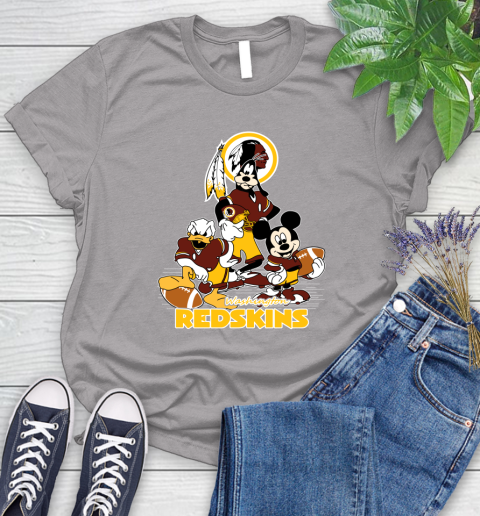 NFL Washington Redskins Mickey Mouse Donald Duck Goofy Football Shirt Women's T-Shirt 5